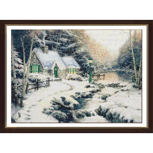 COUNTED CROSS STITCH Kit - Winter Landscape Cottage