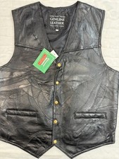 Giovanni Navarre Leather Vest Mens Medium Italian Stone Western Biker Motorcycle