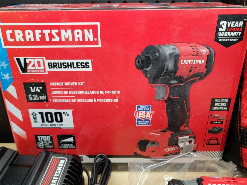 Craftsman V20 Cordless Brushless 1/4-in. Impact Driver (CMCF820D2) Kit W/ Bag - Image 4 of 4