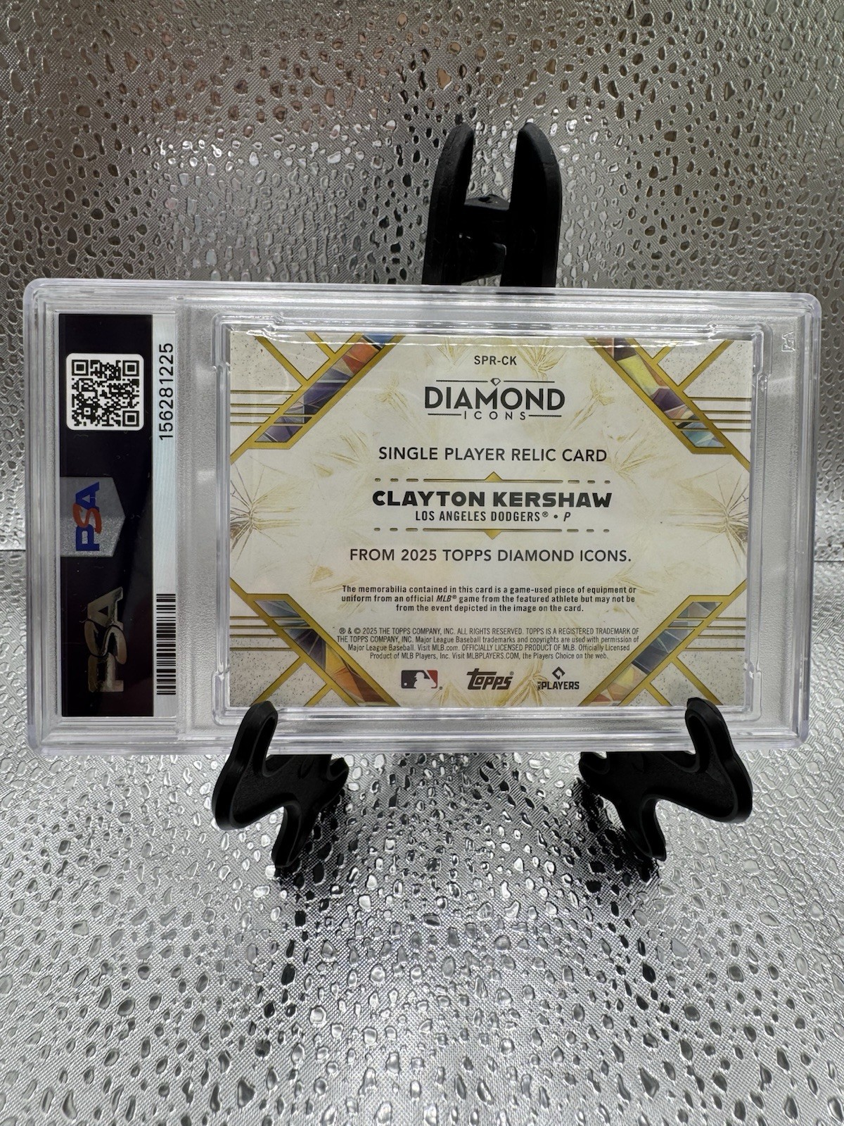 2025 Topps Diamond Icons Clayton Kershaw Relic /25 PSA #SPR-CK Dodgers view 2