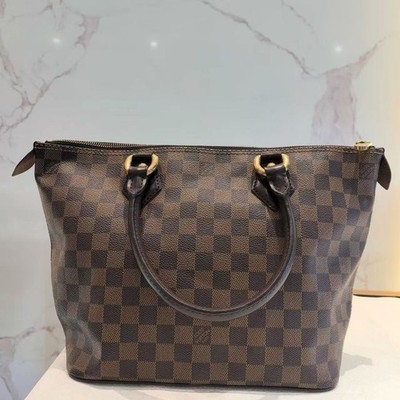 Louis Vuitton LV Saleya Regular Damier Ebene Brown Canvas Zip Top Hand Tote Bag