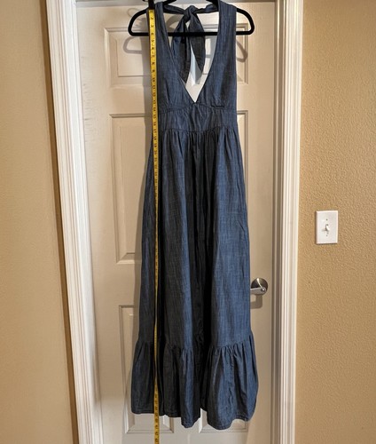 Womens Maxi Halter Dress Denim Halter Dress Tiered Maxi Dress Empire Waist *read - Picture 19 of 22