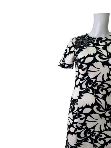 Zara Bodycon Dress Size M Womens EU42 Black & White Floral Zip Up Back Stretch - Picture 8 of 11