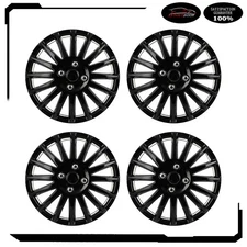 Set of 4 16" Wheel Hub Caps Black Snap On For R16 Tire & Rim Wheel Covers Kit