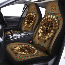 Vintage Native Wolf Dreamcatcher Tribal American Style Car Seat Covers