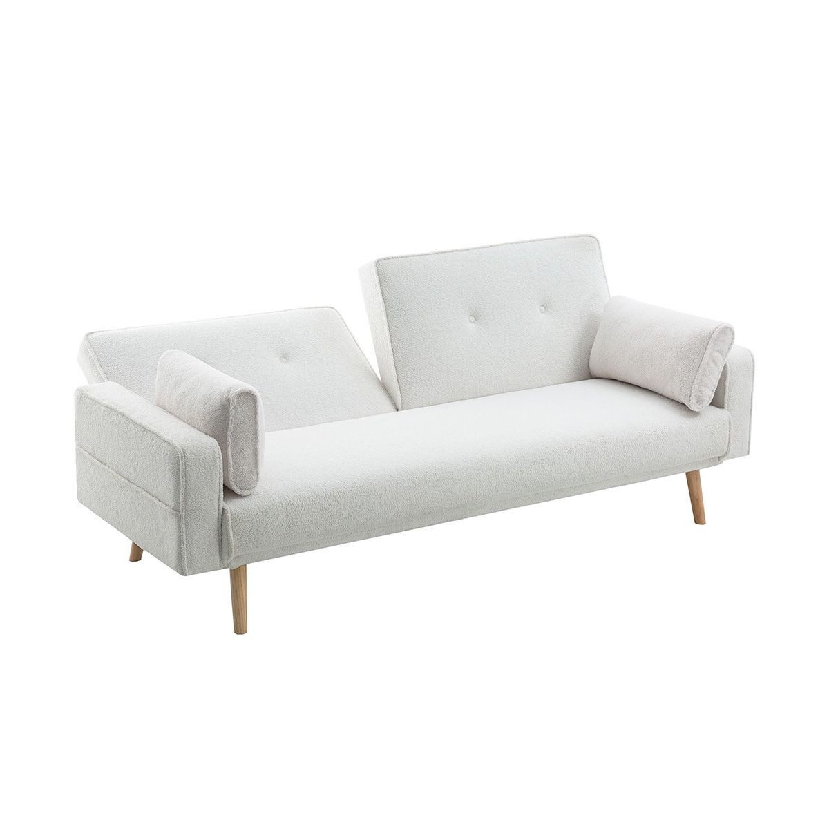 Canapé George Convertible 205cm Blanc Solution Gain de Place pour Studio et Petit Salon