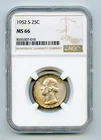 1952-S Washington Silver Quarter 25c NGC MS66