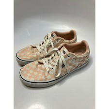 Vans peach white checkered sneakers women's size 10 skateboard punk trendy