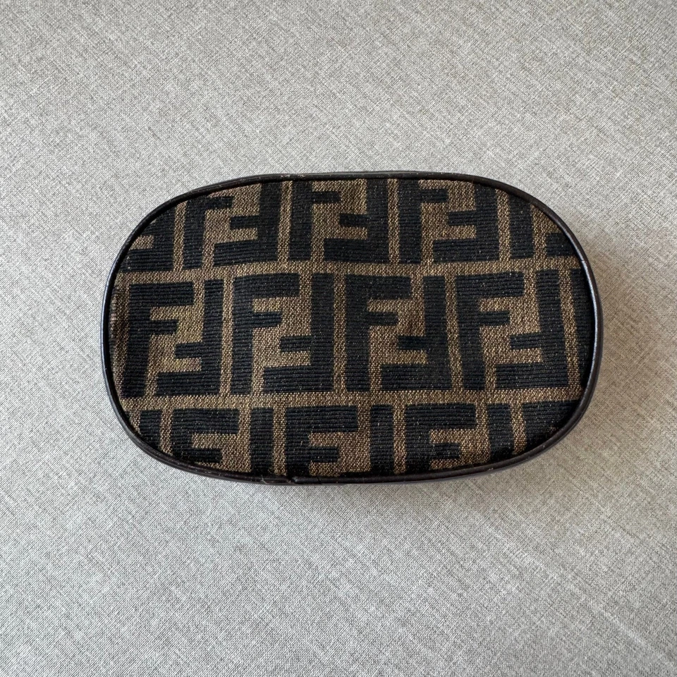 Bolso de Cosméticos FENDI Marrón Zucca Vintage Tela Cuero FF Monograma Mini Bolsa  Foto 2 de 4