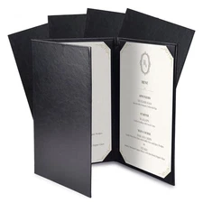WeChef 5 Pack Leather Menu Covers 8.5x14" Trifold 3 View Angle Corner Wine List