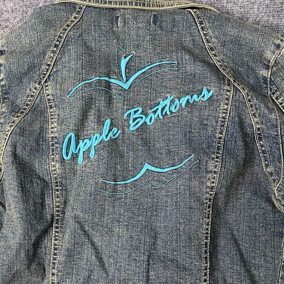 Apple Bottoms Womens Denim Jacket Juniors Size M Medium Y2K Embroidered Logo - Image 4 of 4