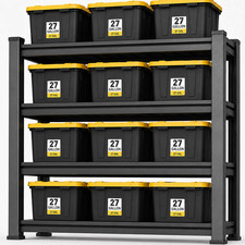 Tote Storage Rack, Garage Shelving Heavy-Duty Storage Bin Rack, 4-Tier Storage S