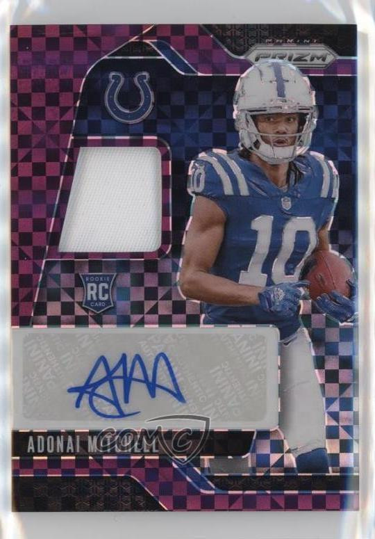 2024 Panini Prizm Purple Power 32/49 Adonai Mitchell RPA Rookie Patch Auto RC