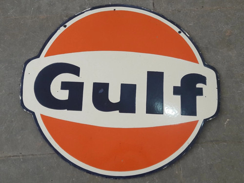 PORCELIAN GULF ENAMEL SIGN SIZE 30X30 INCHES DOUBLE SIDED