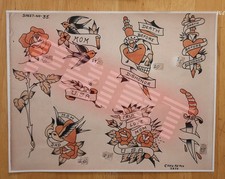 Eddie "Tex" Peace Vintage Flash Sheet Print c,1970 Northwest Tattoo Museum