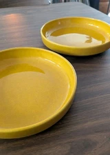 Pair Anthropologie The Rowen Portuguese Stoneware Low Bowls Stacking Yellow