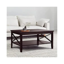 Oxford Style Coffee Table, Solid Wood Frame & Storage Shelf, 40 Inch