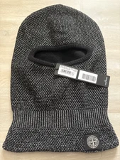 New Authentic Stone Island Patch Logo Black Reflective Wool Men’s Balaclava