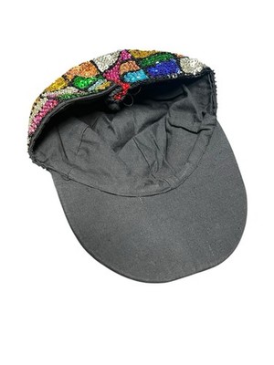 VTG Colorblock Full Sequin Bead Hat Cap Dance Rave Party Hat  display picture 1