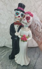 Gothic Wedding Decor Skeleton Bride  Groom Figurine 8  Day Of Dead Cake Topper