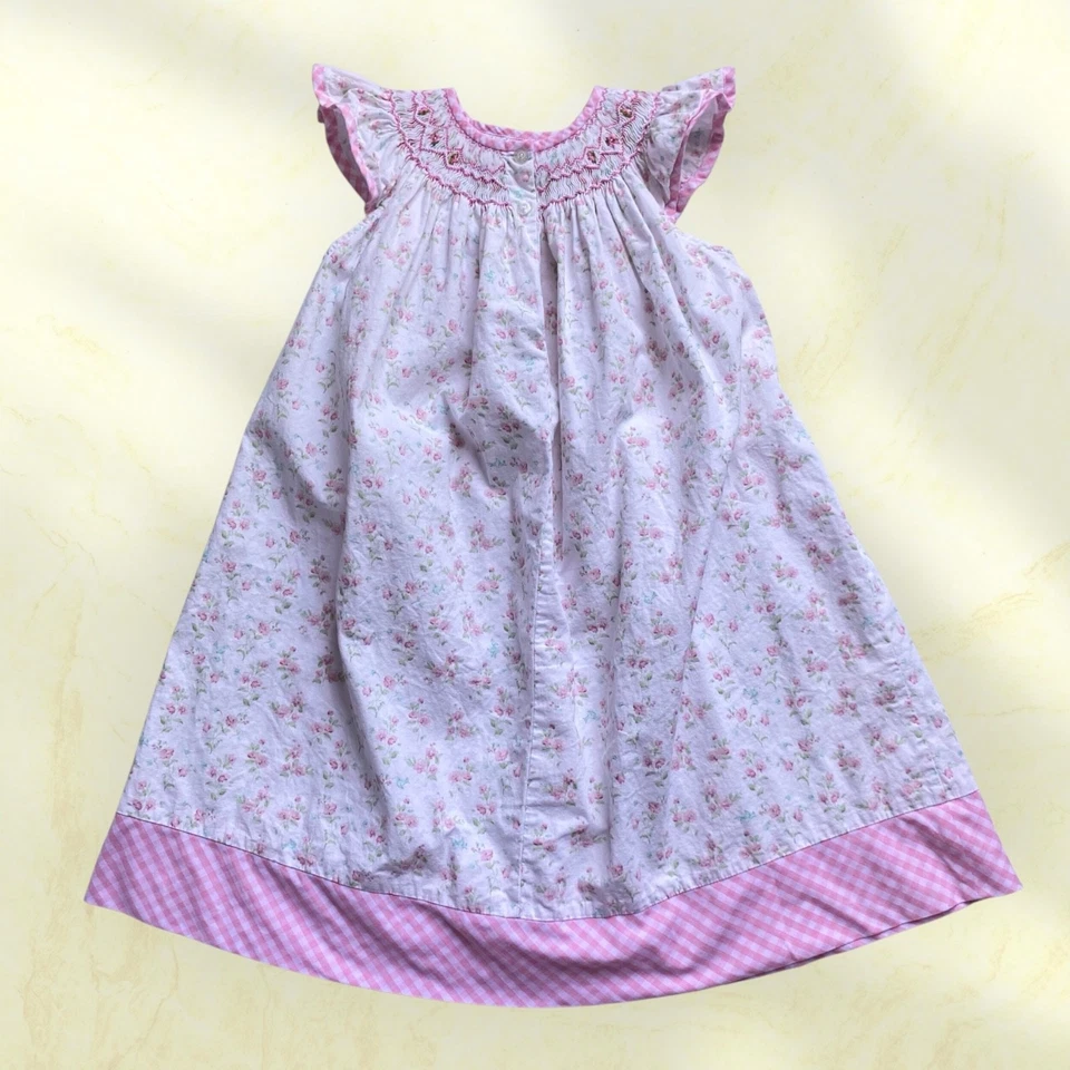 Vestido Vive La Fete Bordado a Mano Talla 6 Rosa Estampado Floral Foto 3 de 4