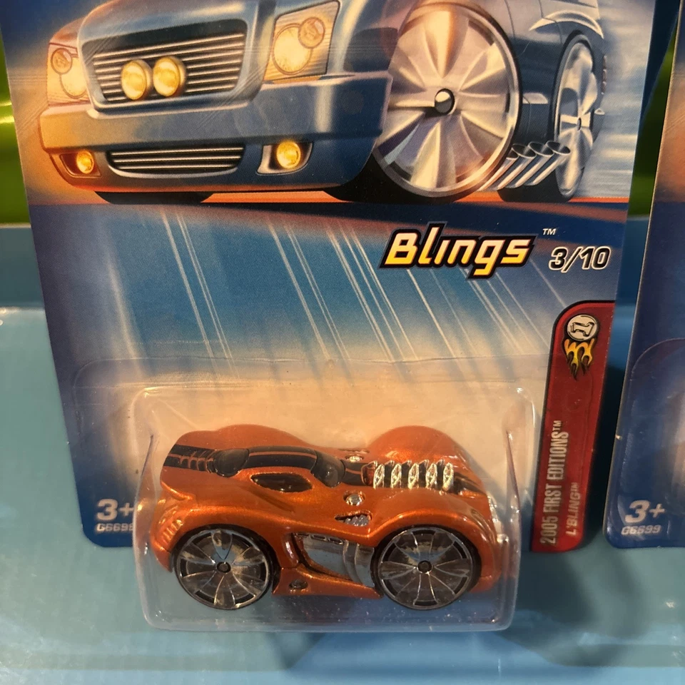 风火轮 2005 年第一版 L’Bling 罕见闪亮车轮/PR5 两辆车套装 — 第 3/4 张图片