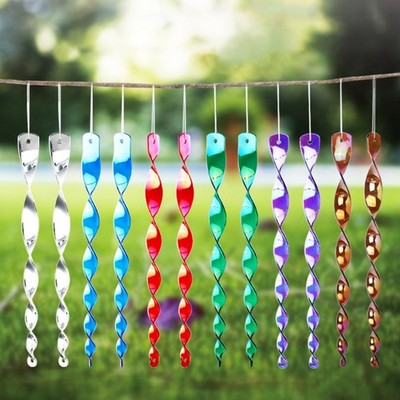 Reflective Bird Scarer Spirals Wind Chime 10Pieces Garden Balcony Bird Control