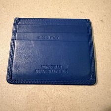 Blue genuine leather card wallet