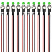 10pcs 7mm Prewired Mini Momentary Push Button 3V-6V-12V-24V-230V/1A 2 Pin- Green
