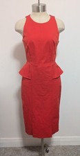 Banana Republic Bi-stretch Peplum Cocktail Dress Orange Red Size 2 Preppy Career
