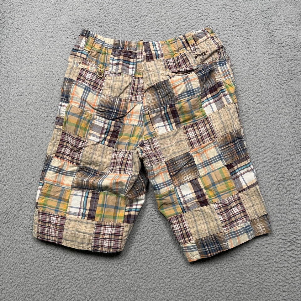 Plugg Men’s Madras Patchwork Plaid Chino Shorts Size 29 Preppy Beach Casual - Image 3 of 4