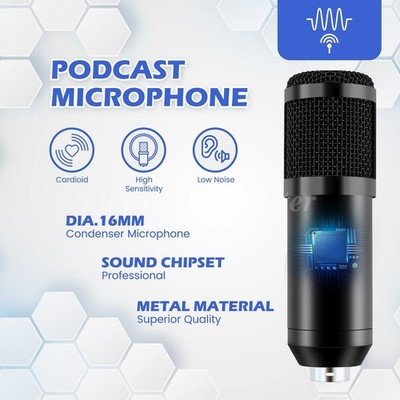 Complete Home Studio Recording Kit Mixer Condenser Microphone Set Music Podcast
