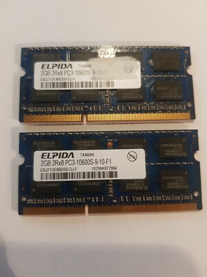 2x 2 GB Elpida EBJ21UE8BFU0-DJ-F PC3-10600S 1333MHz