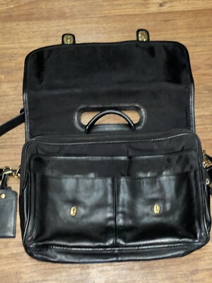 COACH 黒 レザー ビジネスバッグ　ターンロック　Z-5266 COACH BLACK LEATHER LAPTOP BRIEFCASE MESSENGER BAG B0S-0532