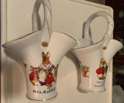 Peter Rabbit Vases Beatrix Potter 2 Peter Rabbit Handled Basket Vases Rabbit Benjamin ...