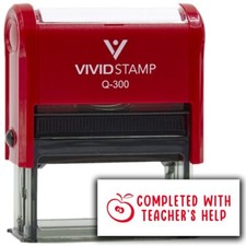 Completed with Teacher's Help' Self-Inking Grading Stamp Red Ink Q-300