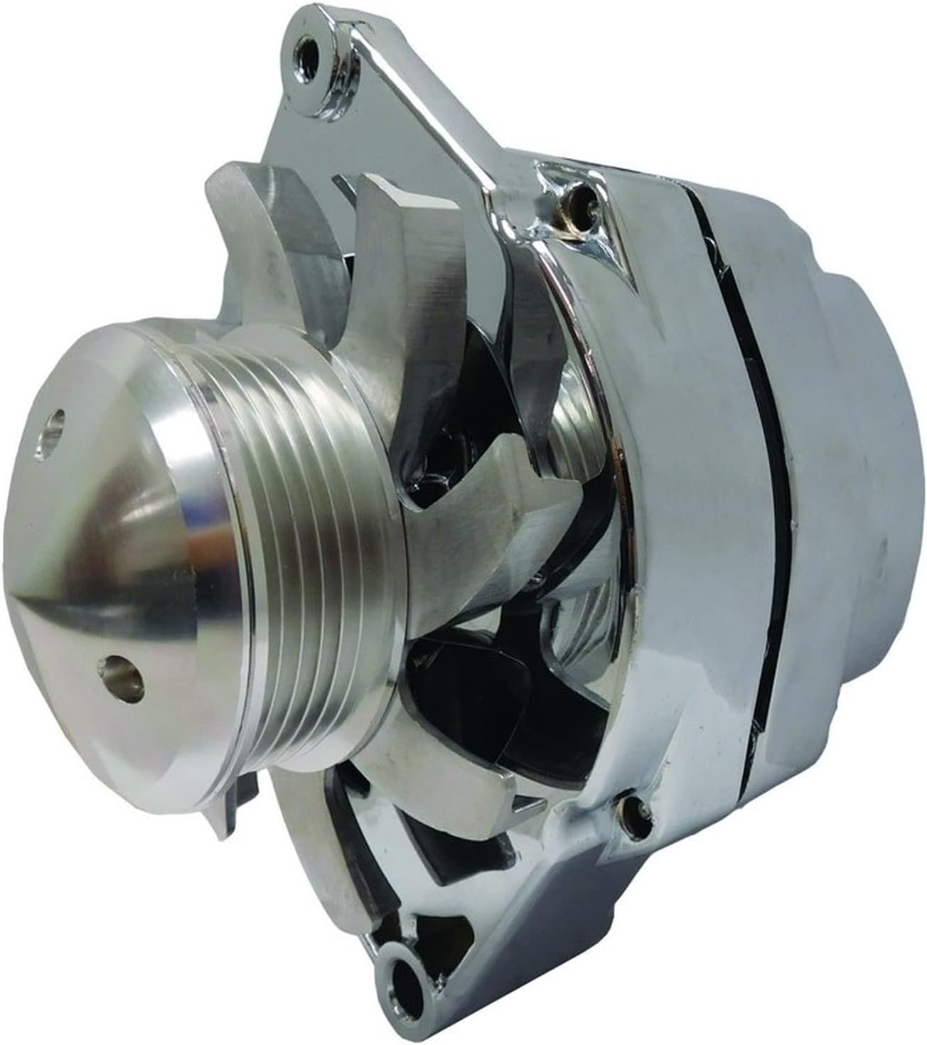 OEG Parts New Alternator Chrome Plated Compatible with High Output 110A W/Billet