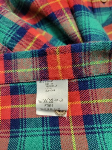 $168 New MILLER WESTBY Button Shirt Men's LARGE L Red Green Plaid CHECK Cotton - Picture 7 of 7