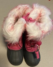 Boots Winter Cat Jack Thermolite Lace-Up Girls Pink/ Black P/ Wh Fur S 9 NWT