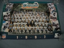 VTG 1997 MIAMI DOLPHINS FOOTBALL TEAM ROSTER POSTER