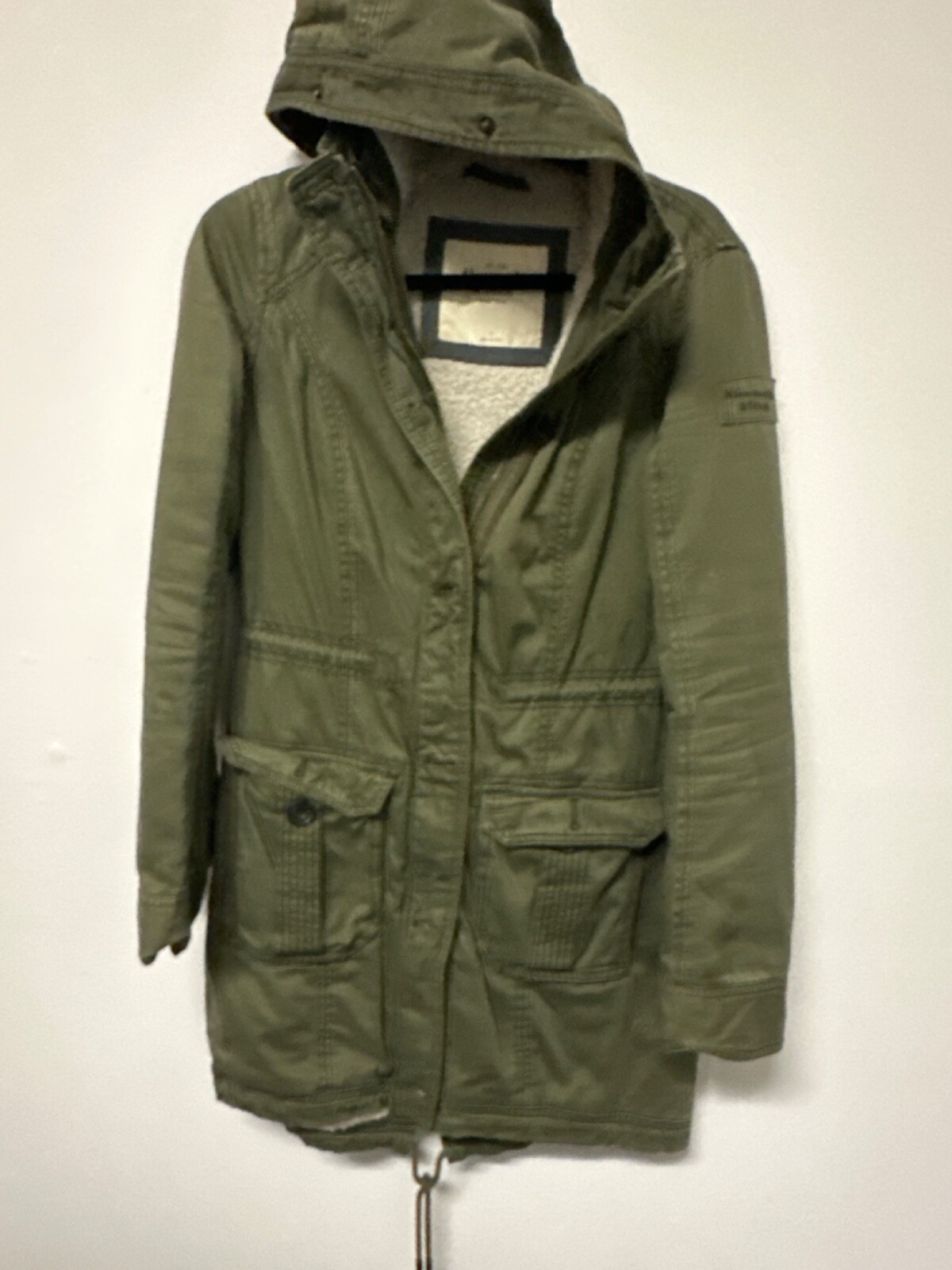 Abercrombie Fitch Utility Military Olive Green Parka Coat Size S Small Women
