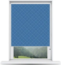 ArtToFrames Custom Window Shade - Blackout Peaks Modern Navy Design Reversed Rol