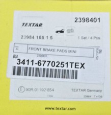 Front Disc Brake Pad Set - Textar 34 11 6 770...