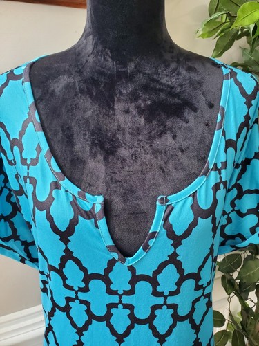 R&B Collection Women's Blue Polyester Short Sleeve Knee Length Dress Size 3X - Picture 2 of 14