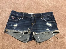 Womens Y2K Vintage Hollister Dark Wash Distressed Jean Shorts Size 3