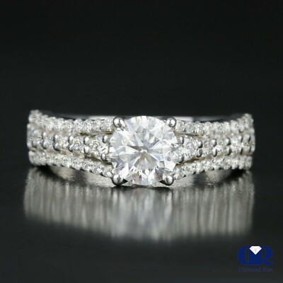 2.09 Ct Round Cut Diamond Engagement Ring In 14K White Gold