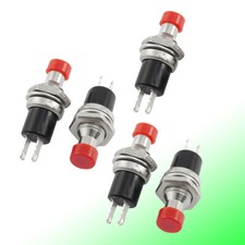 5 Pcs Momentary 1 NO Red Cap Push Button Switch AC 125V 3A 250V 1A