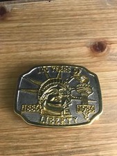 VINTAGE 100 YEARS OF LIBERTY 1886-1986 BELT BUCKLE STATUE OF LIBERTY METAL