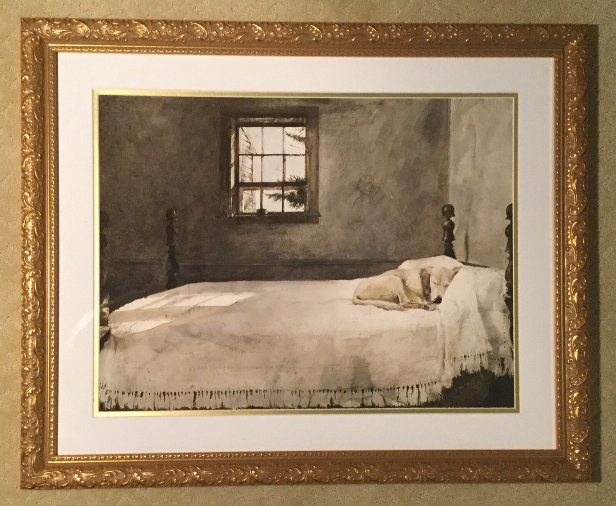 Master Bedroom C. 1965 by Andrew Wyeth 2x Matted 34x28 Gold Frame