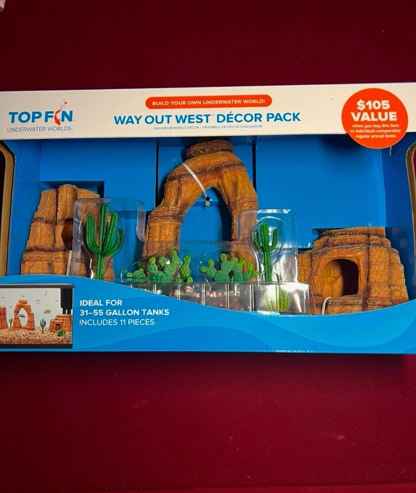 Top Fin Way Out West paquete de decoración de acuario decoración de pecera nuevo en caja Foto 2 de 4